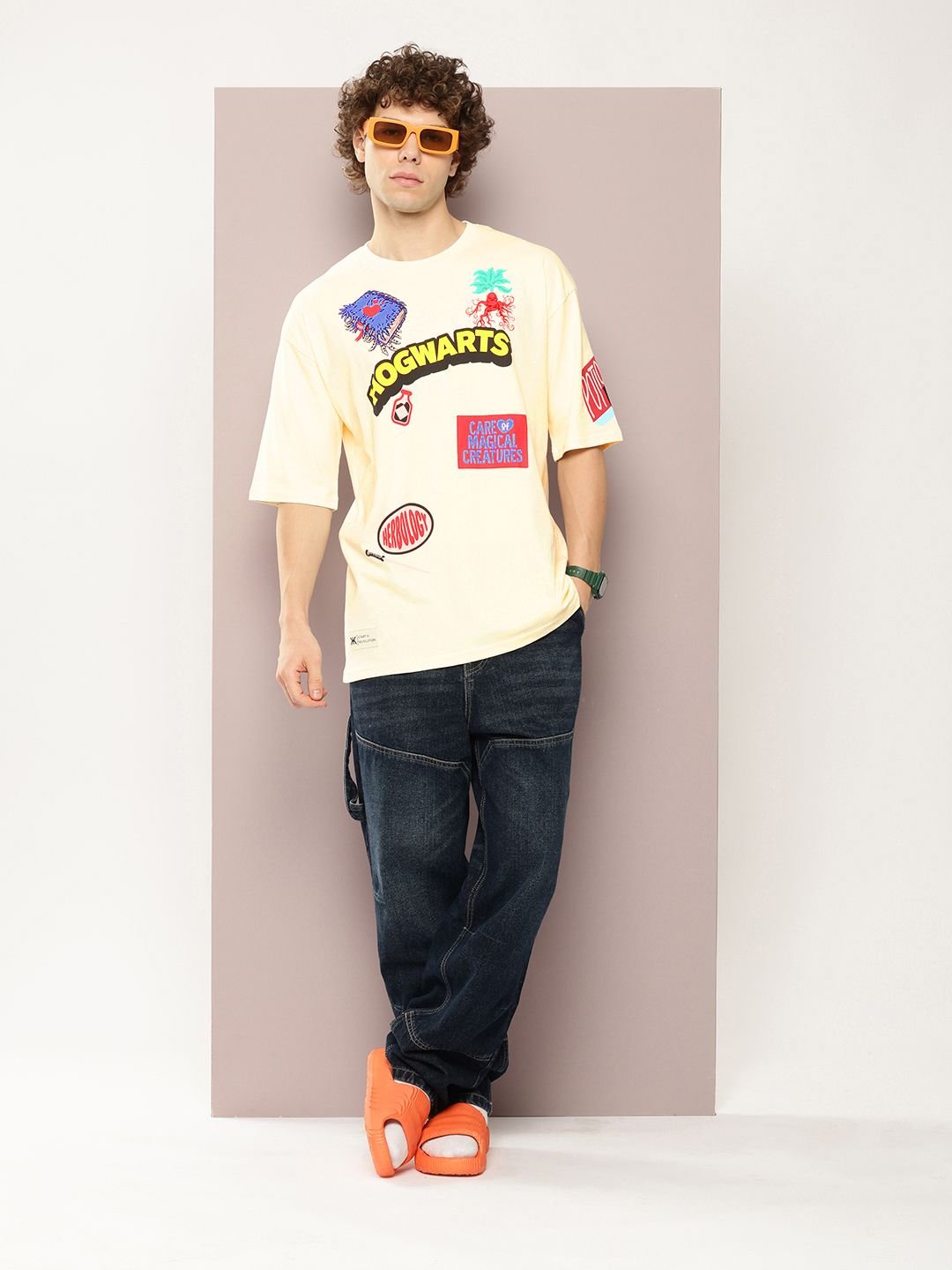 Kook N Keech Harry Potter Men Printed Drop-Shoulder Sleeves Oversized Pure Cotton T-shirt - Image 2