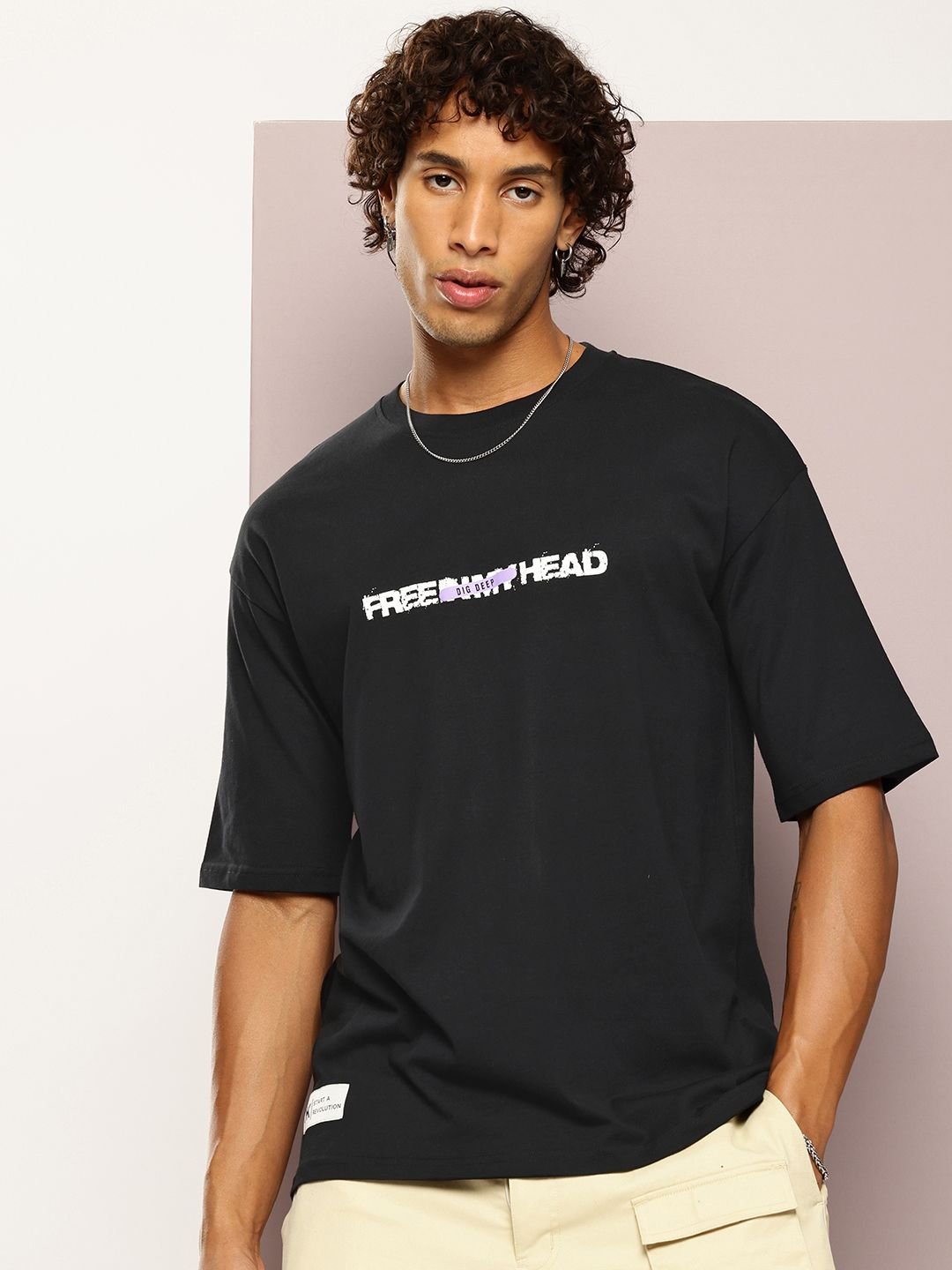 Kook N Keech Men Typography Printed Drop-Shoulder Sleeves Oversized Pure Cotton T-shirt