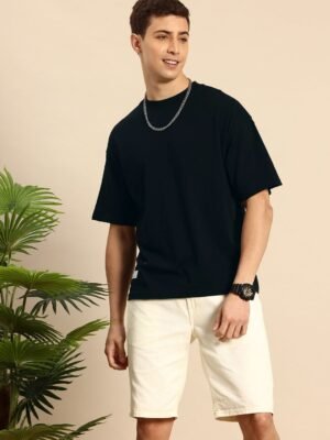 Mast & Harbour Cotton Graphic Printed Drop-Shoulder Sleeves Oversized T-shirt