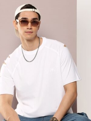 Kook N Keech Oversized Fit Distressed Pure Cotton T-shirt