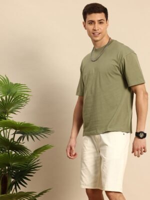 Mast & Harbour Printed Drop-Shoulder Sleeves Oversized Cotton T-shirt