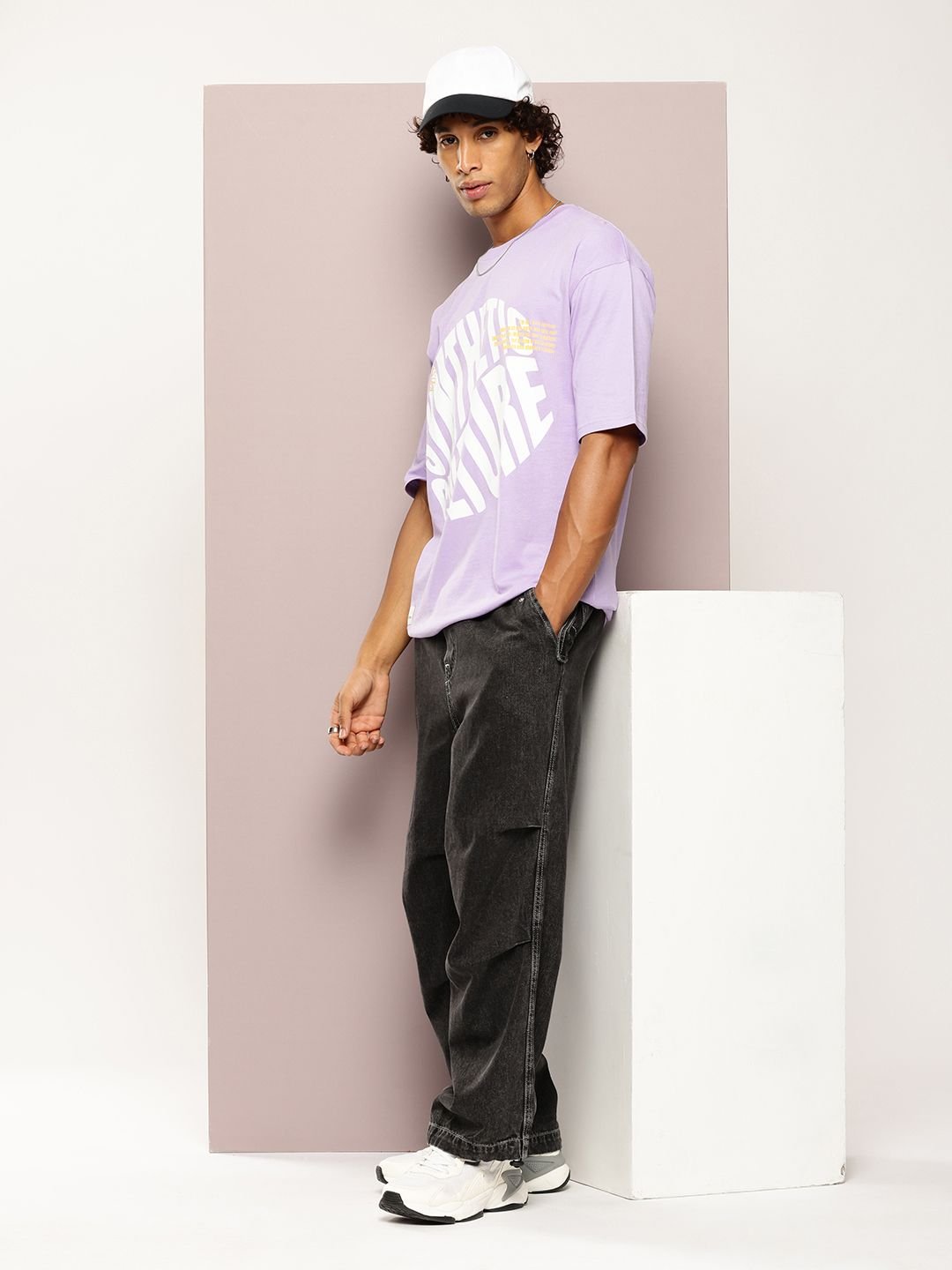 Kook N Keech Men Typography Printed Drop-Shoulder Sleeves Oversized Pure Cotton T-shirt - Image 2