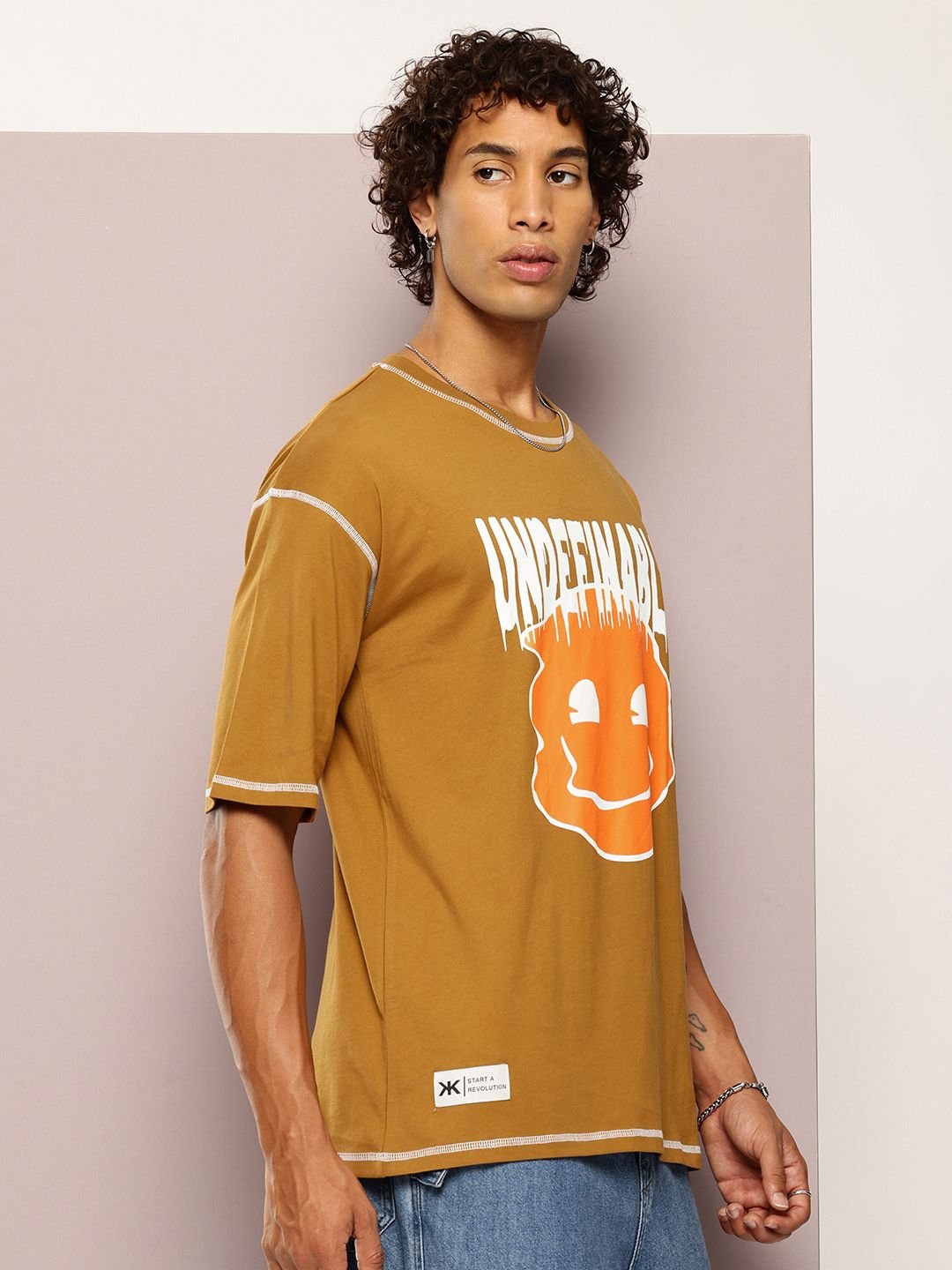 Kook N Keech Men Graphic Printed Drop-Shoulder Sleeves Oversized Pure Cotton T-shirt - Image 2