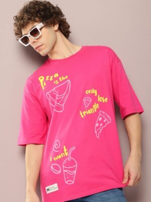 Kook N Keech Men Graphic Printed Drop-Shoulder Sleeves Oversized Pure Cotton T-shirt