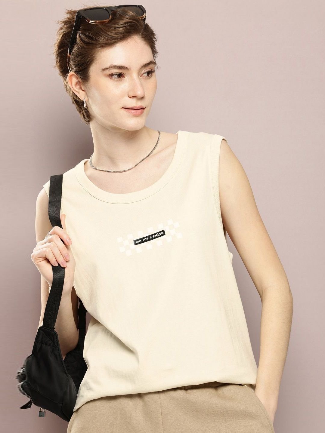 Mast & Harbour Women Geometric Printed Round Neck Cotton T-shirt - Image 2