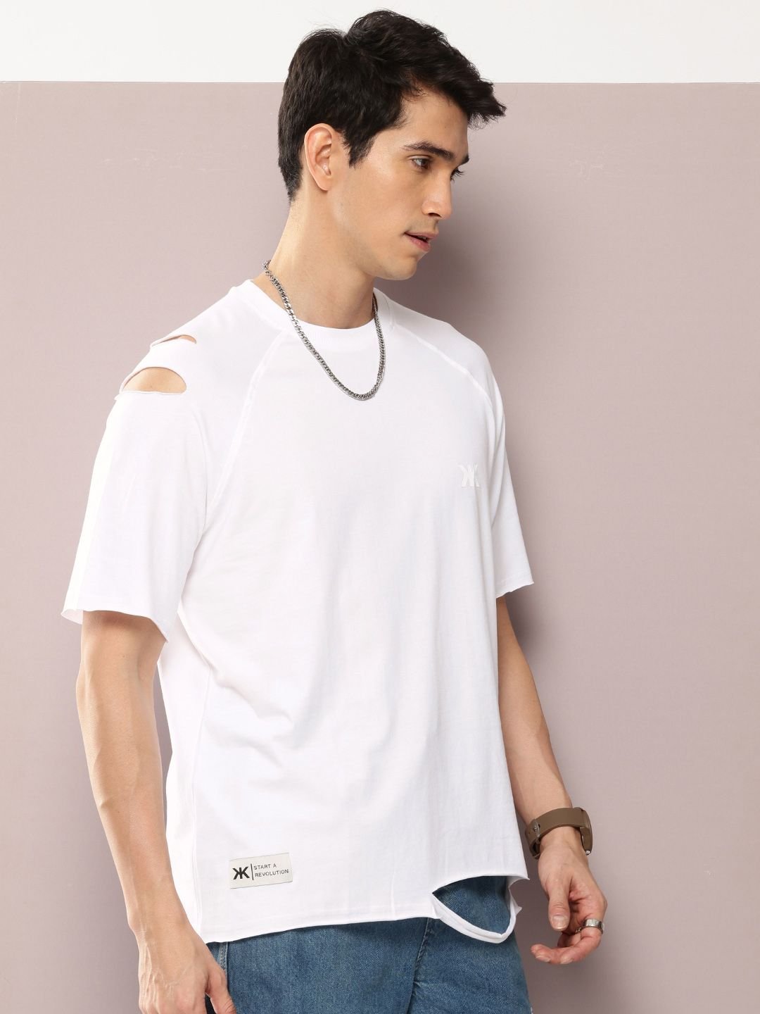 Kook N Keech Oversized Fit Distressed Pure Cotton T-shirt - Image 2
