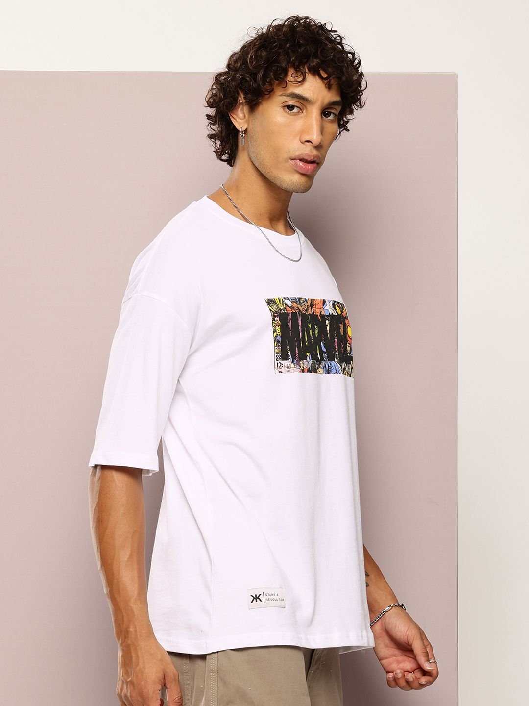Kook N Keech Men Marvel Printed Drop-Shoulder Sleeves Oversized Pure Cotton T-shirt - Image 3