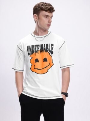 Kook N Keech Men Printed Drop-Shoulder Sleeves Oversized Pure Cotton T-shirt