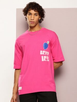 Kook N Keech Men Printed Drop-Shoulder Sleeves Oversized Pure Cotton T-shirt