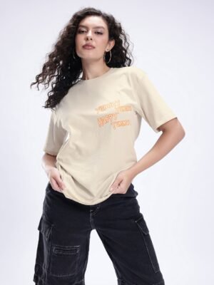 Kook N Keech Tom & Jerry Printed Drop-Shoulder Sleeves Pure Cotton Oversized T-shirt