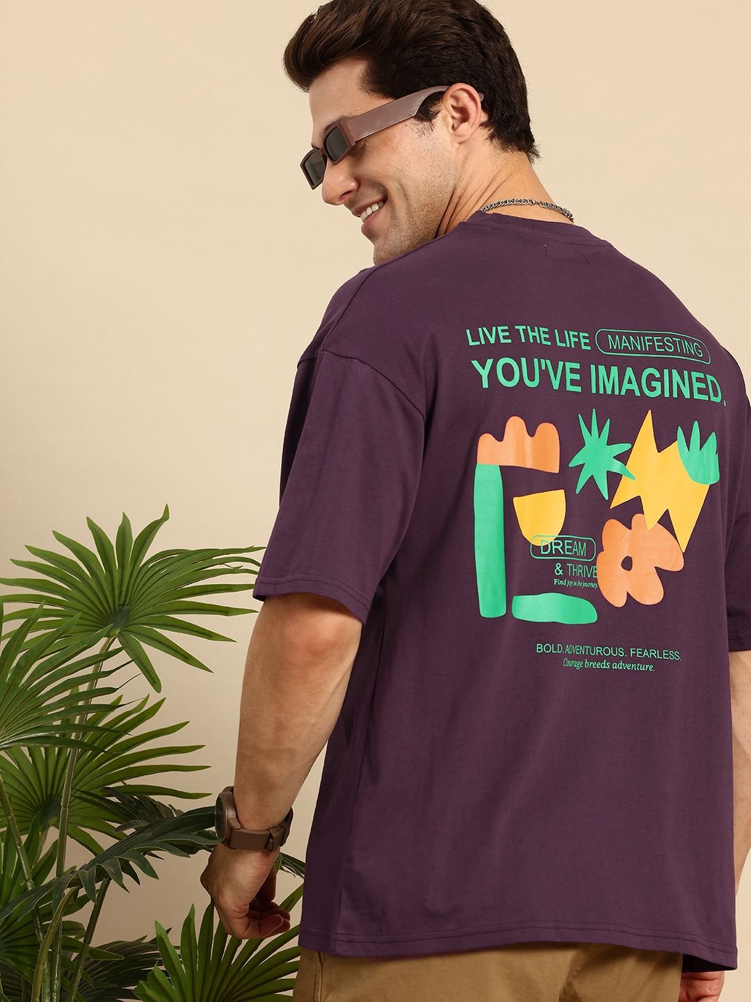 Mast & Harbour Oversized Fit Graphic Printed Drop-Shoulder Sleeves Cotton T-shirt - Image 3