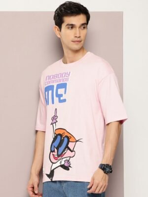 Dexter by Kook N Keech Printed Drop-Shoulder Sleeves Pure Cotton Oversized T-shirt