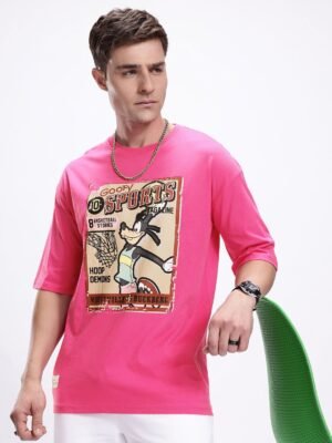 Kook N Keech Men Goofy Printed Drop-Shoulder Sleeves Oversized Pure Cotton T-shirt
