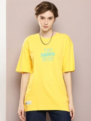 Kook N Keech Typography Printed Oversized Pure Cotton T-shirt