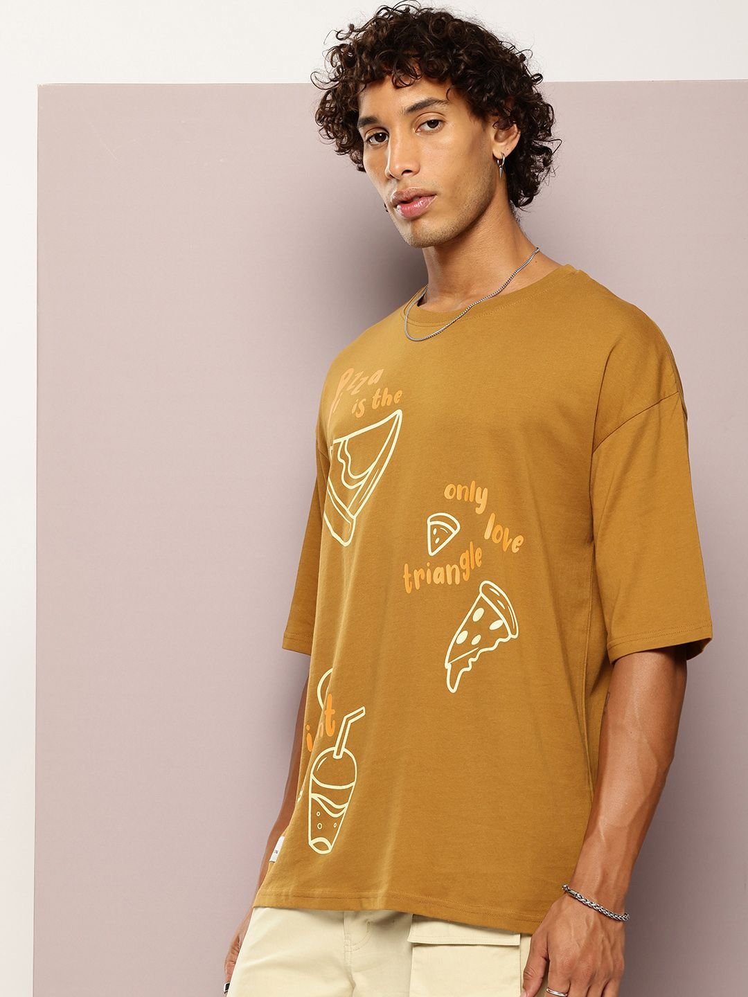 Kook N Keech Men Printed Drop-Shoulder Sleeves Oversized Pure Cotton T-shirt - Image 5