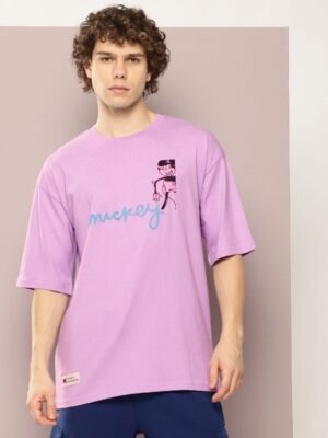 Kook N Keech Disney Men Mickey Mouse Printed Oversized Pure Cotton T-shirt