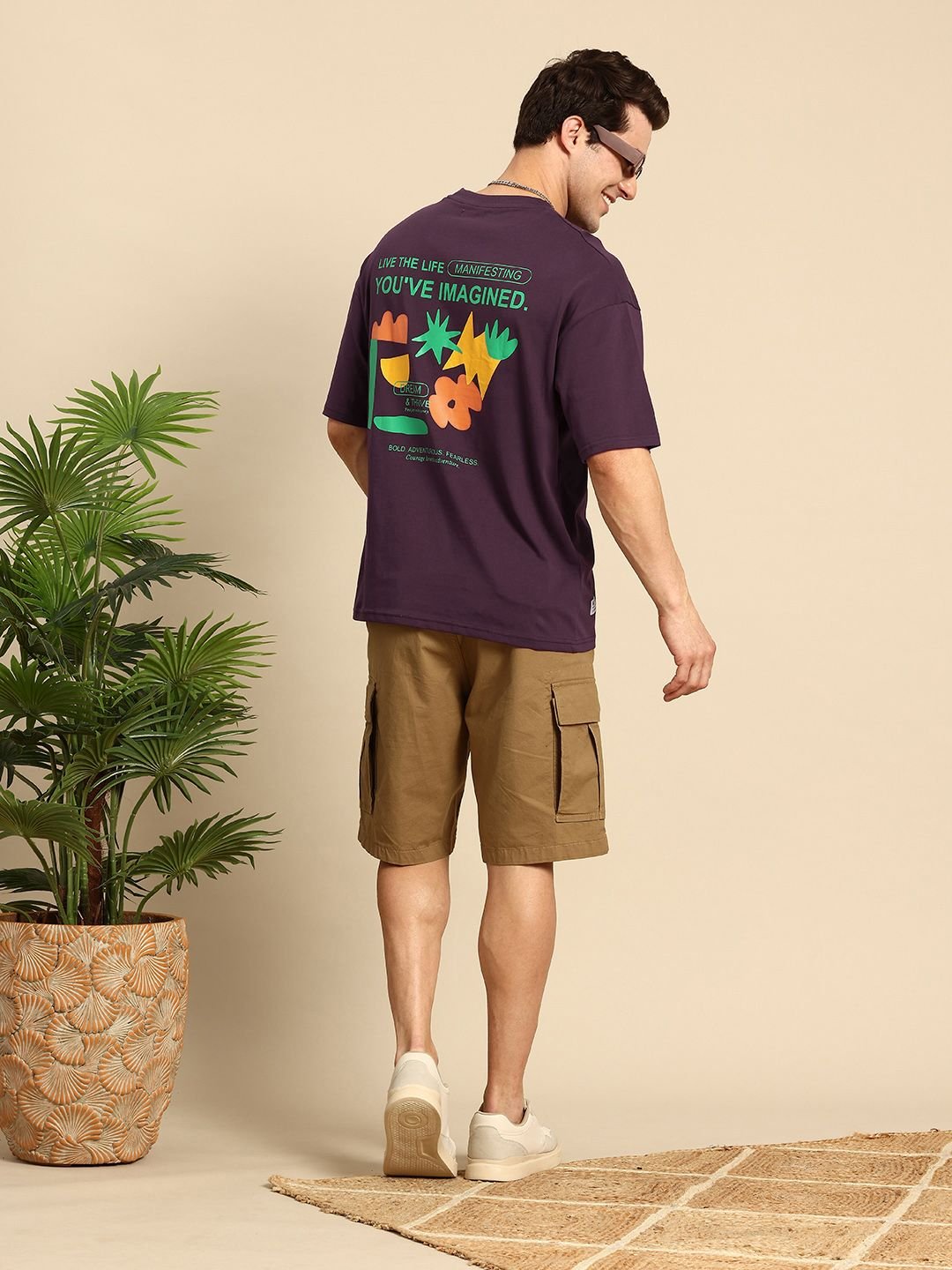 Mast & Harbour Oversized Fit Graphic Printed Drop-Shoulder Sleeves Cotton T-shirt - Image 4