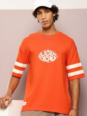 Kook N Keech Men Typography Printed Drop-Shoulder Sleeves Oversized Pure Cotton T-shirt