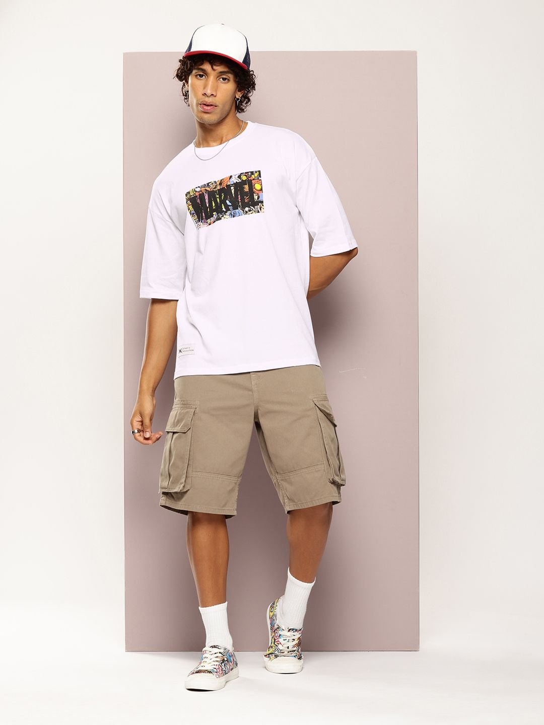 Kook N Keech Men Marvel Printed Drop-Shoulder Sleeves Oversized Pure Cotton T-shirt - Image 5