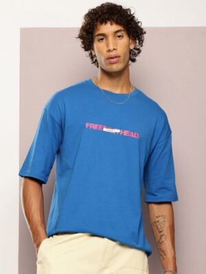 Kook N Keech Men Typography Printed Drop-Shoulder Sleeves Oversized Pure Cotton T-shirt