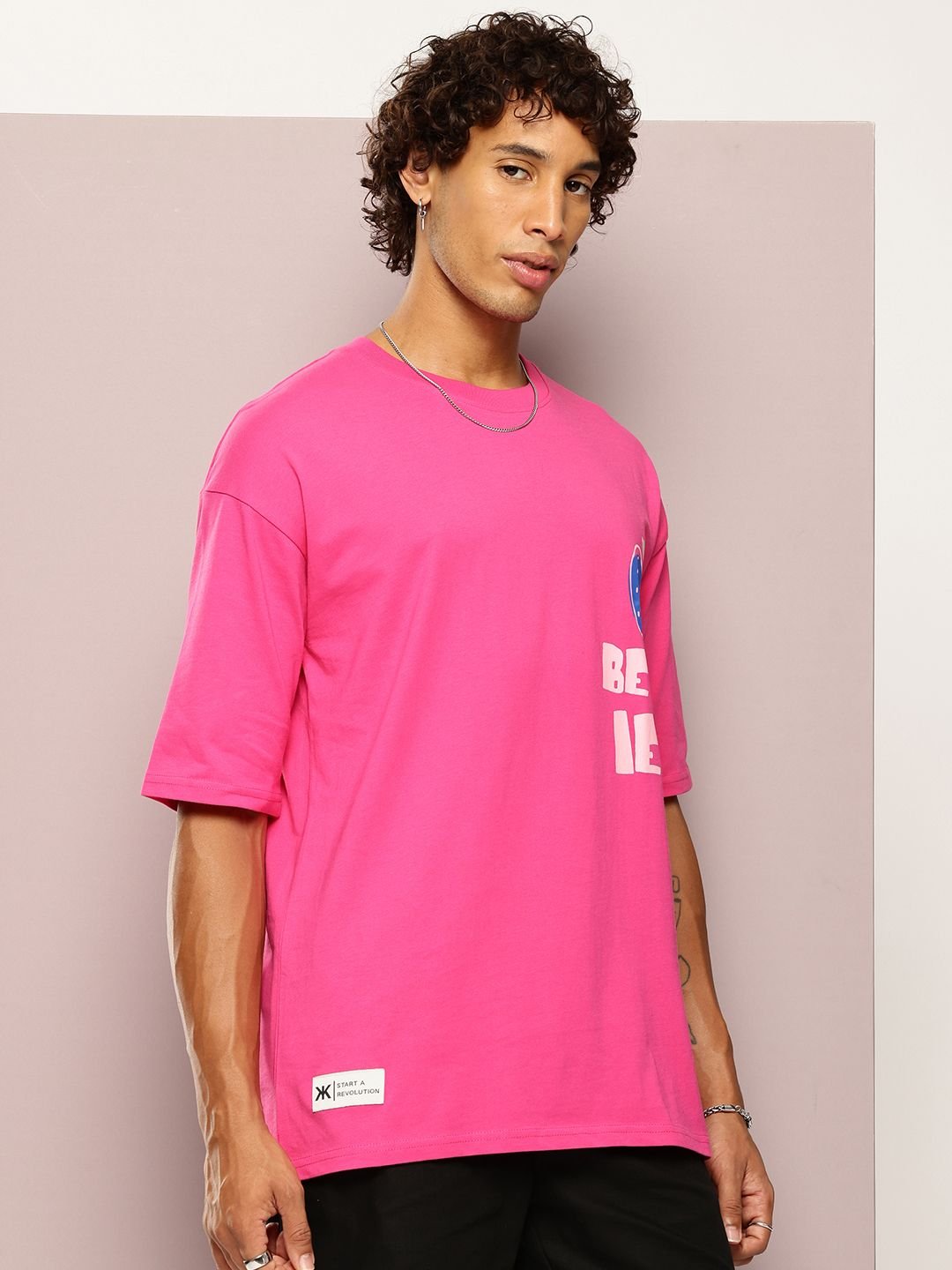 Kook N Keech Men Printed Drop-Shoulder Sleeves Oversized Pure Cotton T-shirt - Image 5