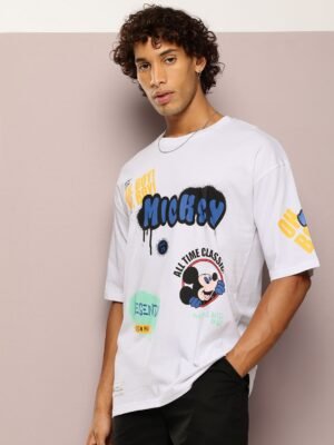 Kook N Keech Men Typography Printed Drop-Shoulder Sleeves Oversized Pure Cotton T-shirt