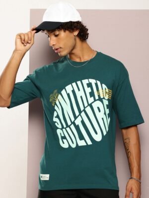 Kook N Keech Men Typography Printed Drop-Shoulder Sleeves Oversized Pure Cotton T-shirt