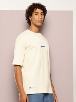 Kook N Keech Men Typography Printed Drop-Shoulder Sleeves Oversized Pure Cotton T-shirt