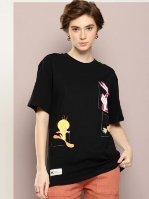 Kook N Keech Looney Tunes Printed Pure Cotton Oversized T-shirt