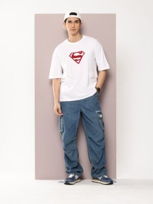 Kook N Keech Oversized Fit Superman Graphic Printed Pure Cotton T-shirt