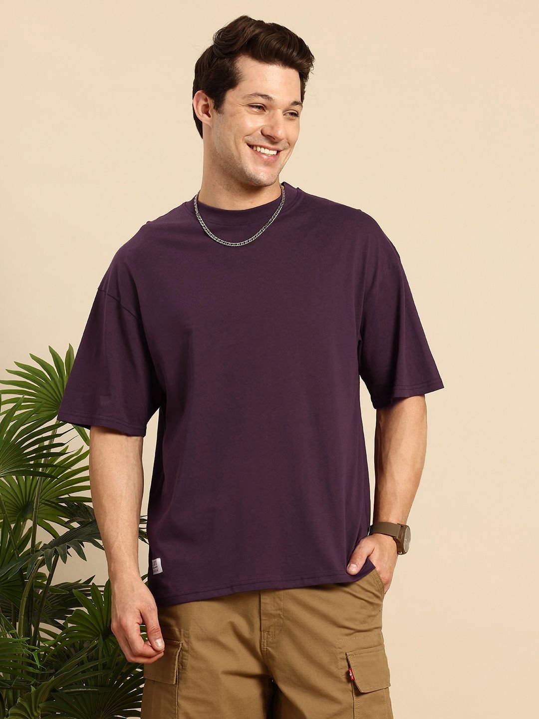 Mast & Harbour Oversized Fit Graphic Printed Drop-Shoulder Sleeves Cotton T-shirt - Image 5