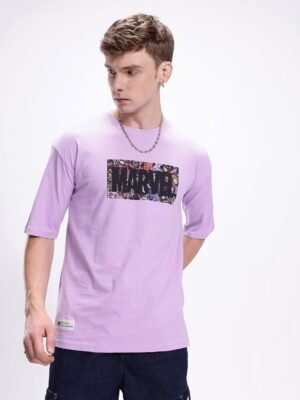 Kook N Keech Men Marvel Printed Drop-Shoulder Sleeves Oversized Pure Cotton T-shirt