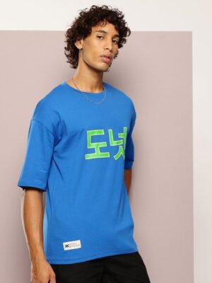 Kook N Keech Men Graphic Printed Drop-Shoulder Sleeves Oversized Pure Cotton T-shirt