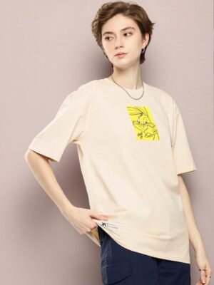 Kook N Keech Looney Tunes Printed Drop-Shoulder Sleeves Pure Cotton Oversized T-shirt