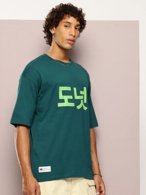 Kook N Keech Men Printed Drop-Shoulder Sleeves Oversized Pure Cotton T-shirt