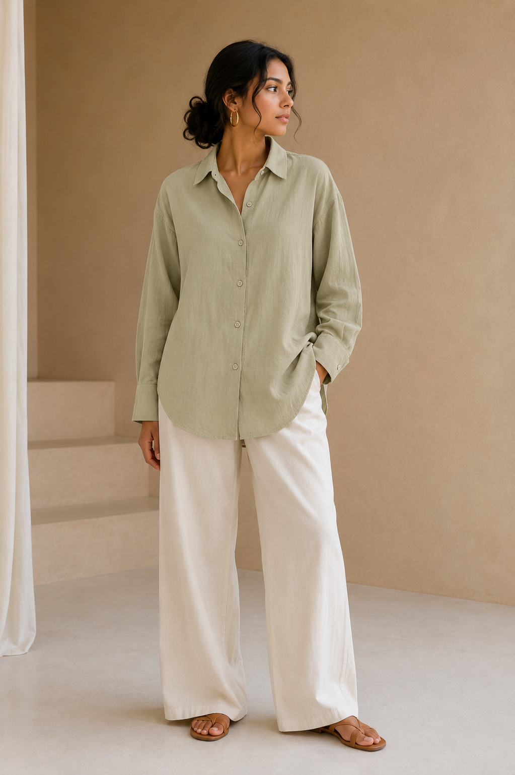Sage Ease Oversized Shirt