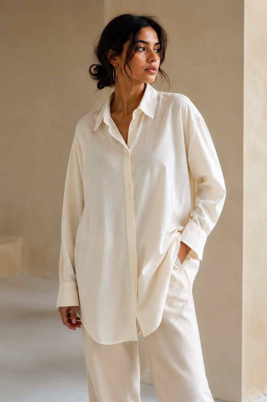 Ivory Ease Oversized Shirt