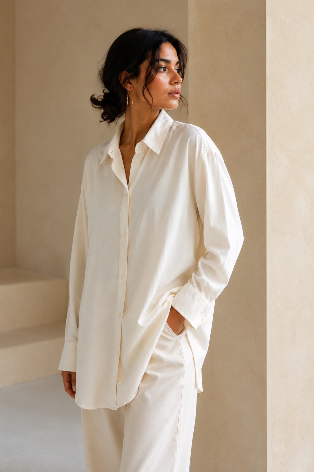 Ivory Ease Oversized Shirt - Image 3